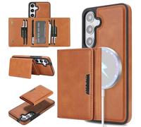 HYUKcase Case for Samsung S22 Ultra,2-in-1 Ultra Slim Magnetic Phone & Detachable Wallet Stand,Supports Wireless Charging,Holds 1-3 Cards.Brown