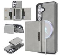 HYUKcase Case for Samsung S22 Ultra,2-in-1 Ultra Slim Magnetic Phone & Detachable Wallet Stand,Supports Wireless Charging,Holds 1-3 Cards.Gray