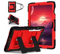 HYUKcase Case for Samsung Tab S9FE S10FE S10 Lite 2025 with Strap, Stand & Pen Slot, Heavy Duty Shockproof Cover,Suitable as A Gift (Black Red)