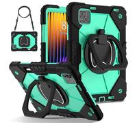 HYUKcase Case for Xiaomi Mi Pad 7 / Pad 7 Pro 11.2 Inch 2024,Shockproof Duty Cover with Hand Shoulder Strap/360 Rotatable Kickstand/Pencil Holder (Black+ Mint)