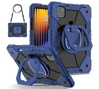 HYUKcase Case for Xiaomi Mi Pad 7 / Pad 7 Pro 11.2 Inch 2024,Shockproof Duty Cover with Hand Shoulder Strap/360 Rotatable Kickstand/Pencil Holder (Dark Blue+Black)