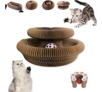 HYuMCCyhT Kitty Curls Cat Toy, Cat Kurlz, Interactive Scratch Pad, Foldable Accordion Cat Toy, Recyclable Cat Scratcher with Ball (Pink)