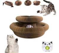 HYuMCCyhT Kitty Curls Cat Toy, Cat Kurlz, Interactive Scratch Pad, Foldable Accordion Cat Toy, Recyclable Cat Scratcher with Ball (Black)