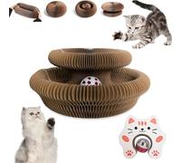 HYuMCCyhT Kitty Curls Cat Toy Kurlz, Interactive Scratch Pad, Foldable Accordion,Recyclable Scratcher with Ball (Orange (Cat))