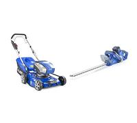 Hyundai 16.5" / 42cm Cordless 40v Lithium-Ion Battery Self-Propelled Lawnmower & 40v Lithium-ion Battery Hedge Trimmer, Battery and Charger, 520mm Blade