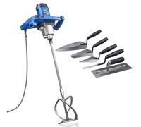 Hyundai 1600W Electric Paddle Mixer 5 Piece Trowel Set 230v 240v