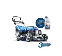 Hyundai 173 cc Self Propelled Electric Push Button Start Petrol Lawn Mower Bundled With 1 LTR OIL, HYM510SPE Blue