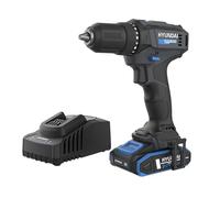 Hyundai 20V Cordless Drill Driver 40Nm, 2Ah Battery & Charger Included, 2-Speed Gearbox, 13mm Chuck, LED Work Light, Lightweight 1kg Power Drill