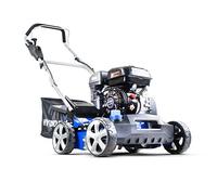 Hyundai 212cc Petrol Lawn Scarifier and Aerator, 400mm Cutting Width, 5 Cutting Heights, 45L Grass Bag, Soft Grip Foldable Handle with 3 Year Warranty