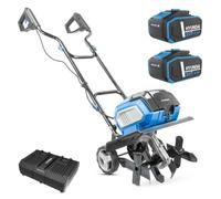 Hyundai 36cm / 14” 40V Cordless Tiller (2x20V), Brushless Motor, 205mm Depth, 4 Steel Blades, 2x 4.0Ah Batteries & Dual Charger