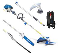Hyundai 52cc Petrol Garden 5-in-1 Multi Tool, Grass Trimmer, Brushcutter, Hedge Trimmer, Pole Saw & 800mm Extension Shaft, Soft Recoil Start, Harness Included, 3 Year Warranty