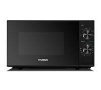 Hyundai 800W 20L Black Solo Microwave, Dial Control, Stainless Steel Interior, Defrost Function, 6 Power Levels, 24.5cm Turntable