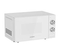 Hyundai 800W 20L White Solo Microwave, Dial Control, Stainless Steel Interior, Defrost Function, 6 Power Levels, 24.5cm Turntable
