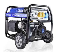 Hyundai 8kW / 10kVA Petrol Open Frame Site Generator, Electric & Recoil Start, AVR Alternator, Low Noise Portable Generator with Wheel Kit, 3 Year Warranty