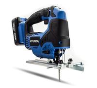 Hyundai Cordless Jigsaw, 20V MAX Li-Ion, 4 Orbital Settings, Quick Change Blade, 47 Bevel Angle, Adjustable Footplate, Led Light & Laser Guide, 3 Wood Blades and 1 Metal Blade, 3 Year Warranty