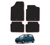 Hyundai i10 (2009-2014) Car Mats Accessories Tailored Fit Carpet Floor Mats Non Slip Red Trim Accessory Compatible Front Rear Set Anti Slip Backing Custom Fit Hand-Finished Full Coverage Clips