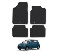 Hyundai i10 (2009-2014) Rubber Car Mats Accessories Tailored Fit Compatible Accessory Waterproof Protection Non-Slip Floor Mats Full Coverage Durable Front Rear Set Coverage with Clips