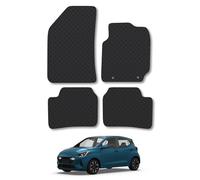 Hyundai i10 (2020+) Rubber Car Mats Accessories Tailored Fit Compatible Accessory Waterproof Protection Non-Slip Floor Mats Full Coverage Durable Front Rear Set Coverage with Clips