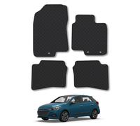 Hyundai I20 (2015-2020) [Press Stud] Heavy Duty Thick Rubber Car Mats Accessories Tailored Fit Front Rear Set Compatible Accessory Waterproof Durable Non-Slip 5mm Full Coverage Protection with Clips