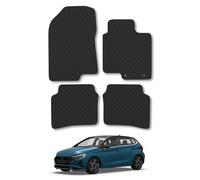 Hyundai i20 (2020+) Rubber Car Mats Accessories Tailored Fit Compatible Accessory Waterproof Protection Non-Slip Floor Mats Full Coverage Durable Front Rear Set Coverage with Clips
