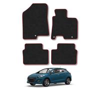 Hyundai I30 (2012-2017) Car Mats Accessories Tailored Fit Carpet Floor Mats non Slip Red Trim Full Coverage Compatible Accessory Front Rear Set Anti Slip Granulated Backing Hand-Finished