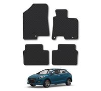 Hyundai i30 (2012-2017) Rubber Car Mats Accessories Tailored Fit Compatible Accessory Waterproof Protection Non-Slip Floor Mats Full Coverage Durable Front Rear Set Coverage with Clips