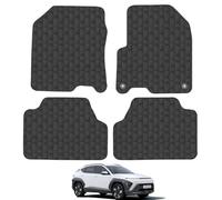 Hyundai Kona (2020-2023) Hybrid Heavy Duty Thick Rubber Car Mats Accessories Tailored Fit Front Rear Set Compatible Accessory Waterproof Durable Non-Slip 5mm Full Coverage Protection with Clips
