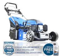 Hyundai Petrol Lawn Mower Roller Self Propelled Electric Start 48cm Lawnmower