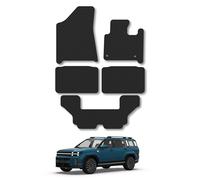 Hyundai Santa Fe [HEV] (7 Seats) (2024+) Heavy Duty Thick Rubber Car Mats Accessories Tailored Fit Front Rear Set Compatible Accessory Waterproof Durable Non-Slip 5mm Protection with Clips