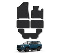Hyundai Santa Fe Hybrid [7 Seats Configuration] (2024+) Rubber Car Mats Compatible with Accessories Tailored Fit Heavy-Duty Floor Mats Set Accessory Waterproof Durable Custom Fit Water Resistant