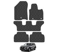 Hyundai Santa FE Non-Hybrid 30Cm Driver Clip Spacing (2018+) Heavy Duty Thick Rubber Car Mats Accessories Tailored Fit Front Rear Set Compatible Accessory Waterproof Durable Non-Slip 5mm Protection