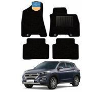 Hyundai Tucson 2015-2020 Tailored Car Floor Mats - Black Carpet + PVC Heel Pad, Anti-Slip, OEM Clips, UK-Made with Black Cloth-Bound Edge - Prestige Mats