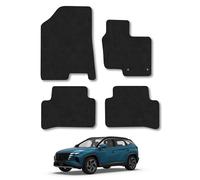 Hyundai Tucson (2021+) [Non-Hybrid] Car Mats Accessories Tailored Fit Carpet Floor Mats Non Slip Black Trim Full Coverage Compatible Accessory Front Rear Set Anti Slip Granulated Backing Clips