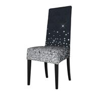 HYUNDP Black Silver Glitter Diamond Sparkly,Dining Room Chair Cover Stretch Chair Slipcover Removable Washable Chair Protector