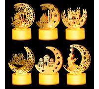 Hyunlai Ramadan Decorations for Home, 6 Pieces Ramadan Led Lamp, Ramadan Eid Mubarak Decorations Lights, Ramadan Table Decor, Mini Ramadan Table Lights for Eid Mubarak Decorations Ramadan Lantern