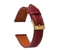 HYUOIND 18/20/22mm Cowhid Leather Strap Leather Quick Release Watchband Soft Leather Universal Bracelet Compatible With Omega Cariter Belt Men(Red-Gold Buckle,18mm)