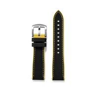 HYUOIND 18mm 20mm 22mm 24mm Hybrid FKM Watch Strap Fluoro Rubber Watchband FPM Soft StrapsQuick relea Compatible With Each Watches(Black Yellow 1,18mm)