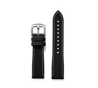 HYUOIND 18mm 20mm 22mm 24mm Hybrid FKM Watch Strap Fluoro Rubber Watchband FPM Soft StrapsQuick relea Compatible With Each Watches(Black white 1,24mm)