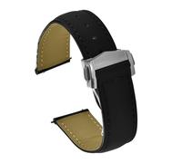 HYUOIND 19/20mm21/22mm Quick Release Calfskin Leather Strap Compatible With Omega Strap Seamaster 300 AT150 Speedmaster DE VILLE Universal Bracelet(2Black-Silver Buckle,21mm)