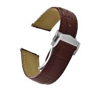 HYUOIND 19/20mm21/22mm Quick Release Calfskin Leather Strap Compatible With Omega Strap Seamaster 300 AT150 Speedmaster DE VILLE Universal Bracelet(1Brown-Silver Buckle,20mm)