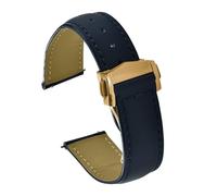 HYUOIND 19/20mm21/22mm Quick Release Calfskin Leather Strap Compatible With Omega Strap Seamaster 300 AT150 Speedmaster DE VILLE Universal Bracelet(2Blue-Gold Buckle,21mm)