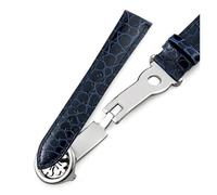 HYUOIND 19mm 20mm 21mm 22mm Crocodile Watchband Compatible With Patek Philippe AQUANAUT PP 5167A Watch Band Black Brown Blue Watch Strap Tool(Blue-Silver Fold,19mm)