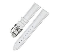 HYUOIND 19mm 20mm 21mm 22mm Leather Watchband Compatible With Jaeger-LeCoultre Master Longines Blue Black Calfskin Cowhide Watch Strap(White,20mm)