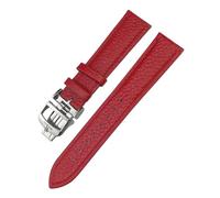 HYUOIND 19mm 20mm 21mm 22mm Leather Watchband Compatible With Jaeger-LeCoultre Master Longines Blue Black Calfskin Cowhide Watch Strap(Red,20mm)
