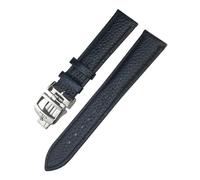 HYUOIND 19mm 20mm 21mm 22mm Leather Watchband Compatible With Jaeger-LeCoultre Master Longines Blue Black Calfskin Cowhide Watch Strap(Black,21mm)
