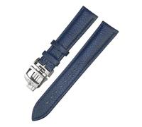 HYUOIND 19mm 20mm 21mm 22mm Leather Watchband Compatible With Jaeger-LeCoultre Master Longines Blue Black Calfskin Cowhide Watch Strap(Blue,22mm)