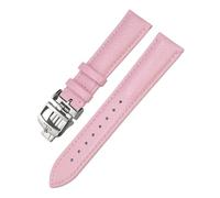 HYUOIND 19mm 20mm 21mm 22mm Leather Watchband Compatible With Jaeger-LeCoultre Master Longines Blue Black Calfskin Cowhide Watch Strap(Pink,21mm)