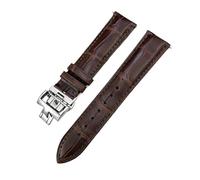HYUOIND 19mmmm 20mm 21mm 22mm Crocodile Leather Watchband Compatible With Vacheron Constantin Real Alligator Watch Strap Black Bracelets(Brown-Silver,19mm)