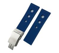 HYUOIND 20mm 21mm 22mm 23mm 24mm Nature Rubber Silicone Watchband Compatible With Breitling Superocean Avenger Heritage Watch Strap(Blue-Silver Style 2,23mm)