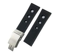 HYUOIND 20mm 21mm 22mm 23mm 24mm Nature Rubber Silicone Watchband Compatible With Breitling Superocean Avenger Heritage Watch Strap(Black-Silver Style 2,20mm)